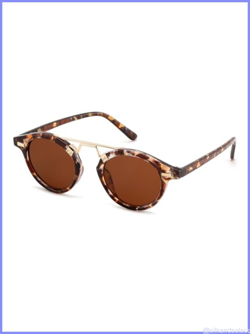 Retro Round Metal Brow Sunglasses UV400 Protection Lightweight